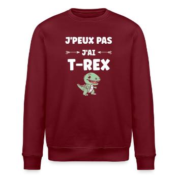 T-Rex-Spaß für Kinder und Jugendliche - Stanley/Stella Unisex Bio-Sweatshirt ROLLER - Burgunderrot - Vorne - Nik (191cm)