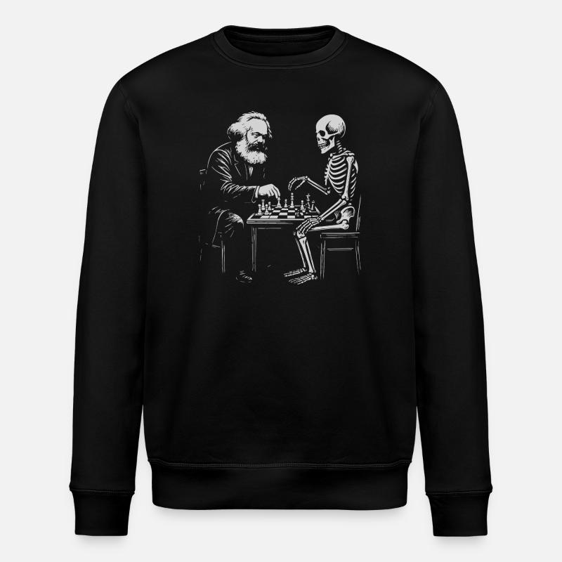 Karl Marx plays chess with skeleton - Stanley/Stella ROLLER Unisex Organic Sweatshirt - black