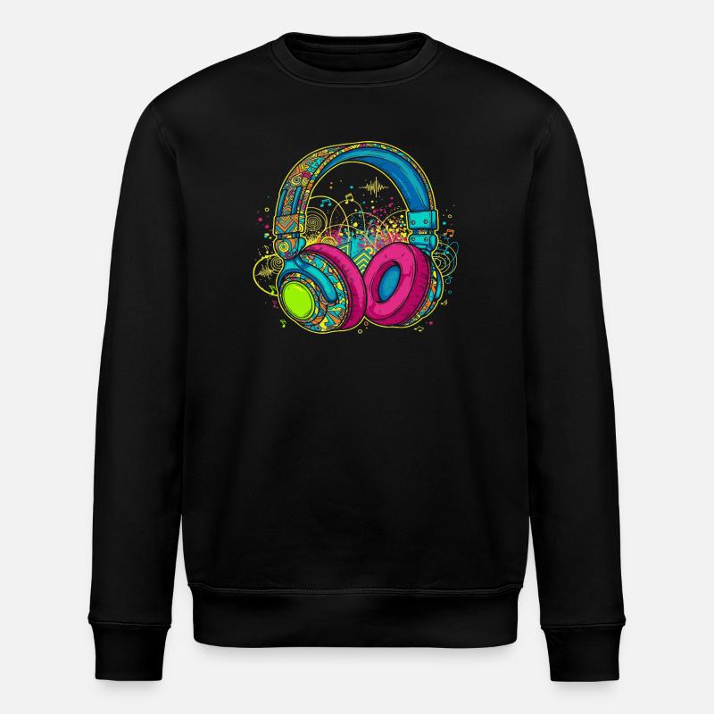 Conception abstraite vibrante des écouteurs - Sweat bio ROLLER Stanley/Stella Unisexe - noir