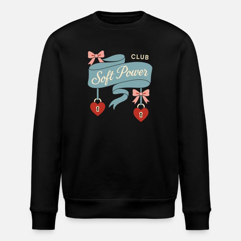 Coquette Aesthetic Bow Pattern Girly Pastel - Stanley/Stella ROLLER Unisex Organic Sweatshirt - black