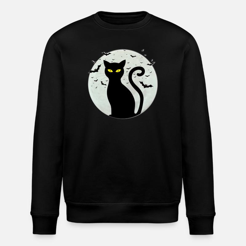 Black_cat-full_moon - Stanley/Stella ROLLER Unisex Organic Sweatshirt - black
