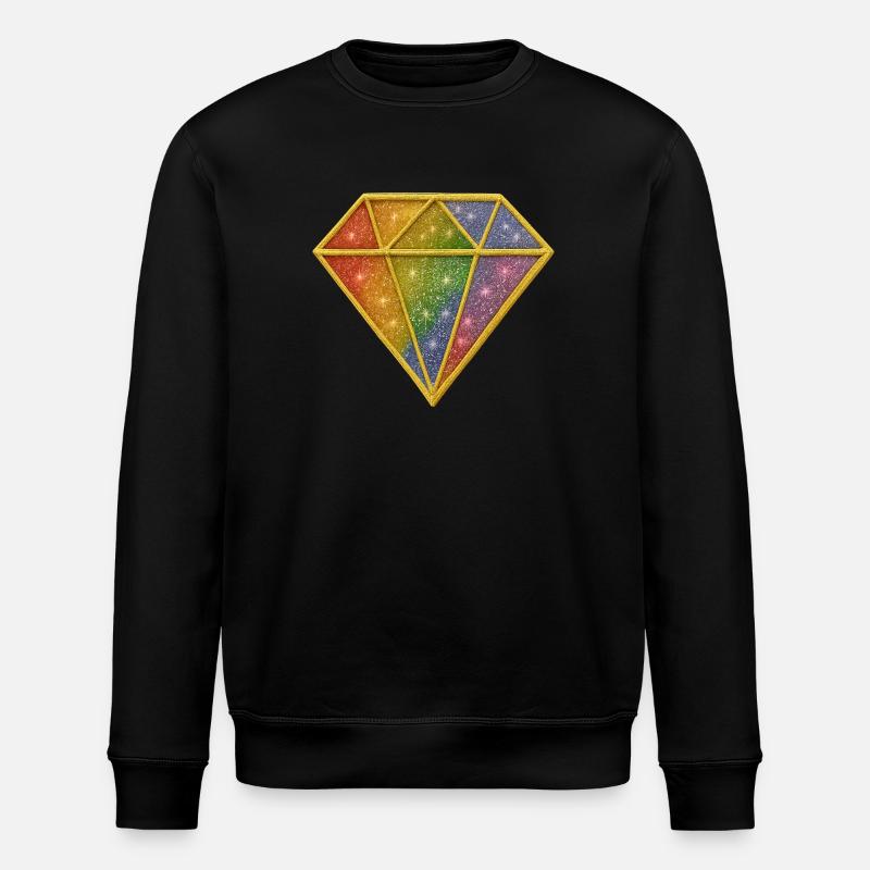 Patch diamant pailleté arc-en-ciel - Sweat bio ROLLER Stanley/Stella Unisexe - noir