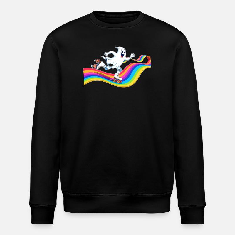 Geist beim Rollschuhlaufen auf Regenbogenbahn - Stanley/Stella Unisex Bio-Sweatshirt ROLLER - Schwarz