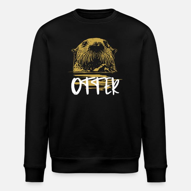 Modern calligraphy otter illustration - Stanley/Stella ROLLER Unisex Organic Sweatshirt - black