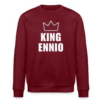 Ennio Name mit Buchstabe E - Königskronen-Shirt - Stanley/Stella Unisex Bio-Sweatshirt ROLLER - Burgunderrot - Vorne - Nik (191cm)
