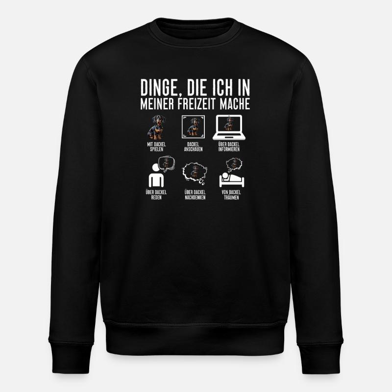 Dackel Hund Rauhaardackel Dickköpfiger - Stanley/Stella Unisex Bio-Sweatshirt ROLLER - Schwarz