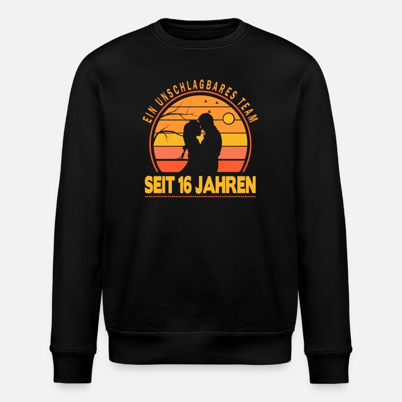 16 years relationship anniversary wedding anniversary - Stanley/Stella ROLLER Unisex Organic Sweatshirt - black