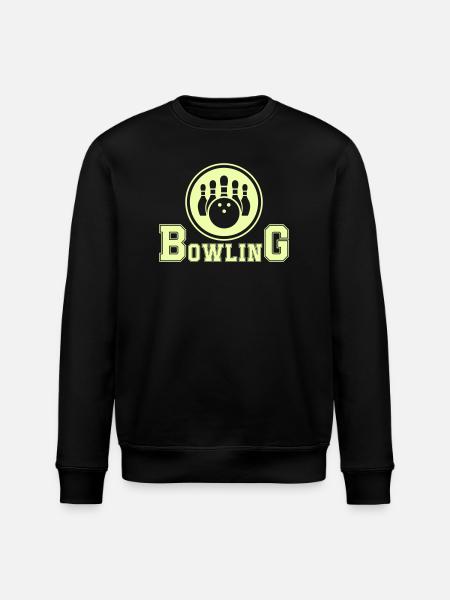 Retro Bowling Design in Neon Green - Stanley/Stella ROLLER Unisex Organic Sweatshirt - black