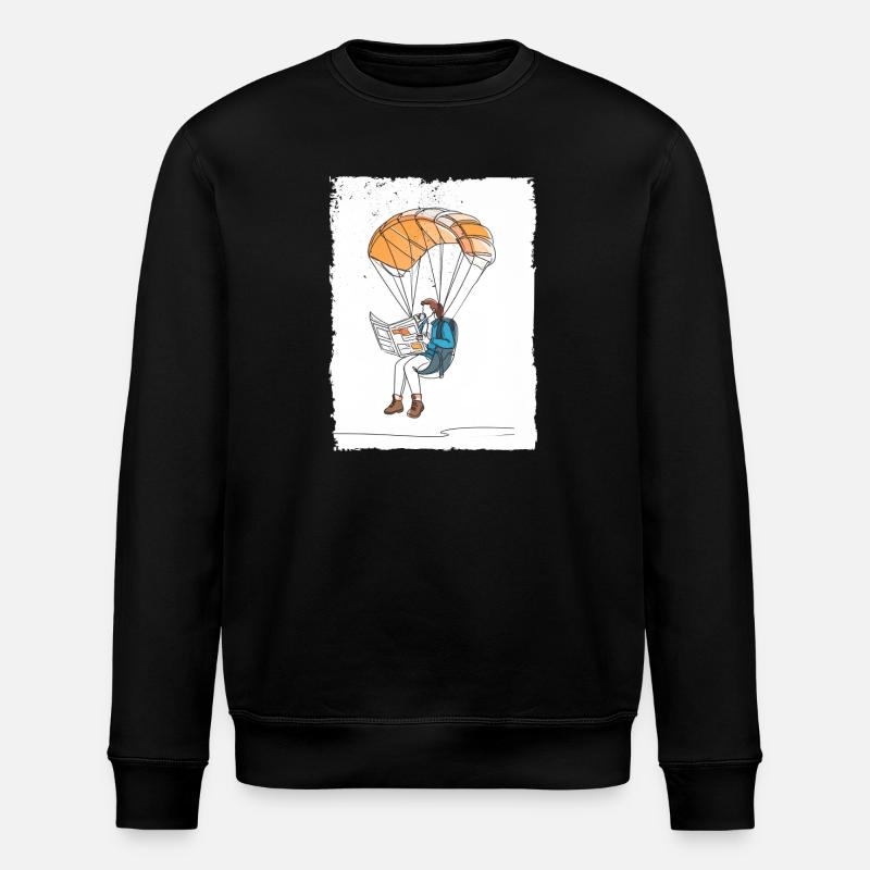 Luftfahrende Leser Illustration - Stanley/Stella Unisex Bio-Sweatshirt ROLLER - Schwarz