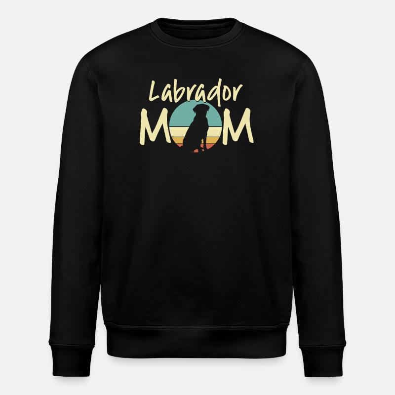 Labrador Mom Retro Sunset Design - Stanley/Stella ROLLER Unisex Organic Sweatshirt - black