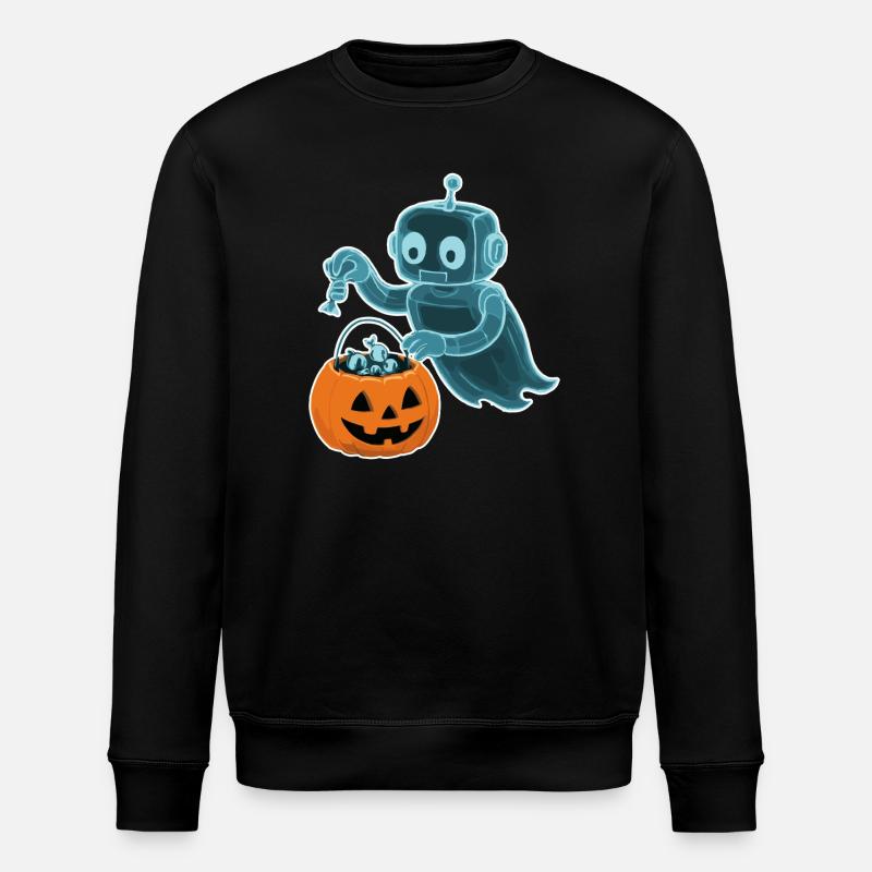 Gespenstischer Minibot mit Kürbiskorb - Stanley/Stella Unisex Bio-Sweatshirt ROLLER - Schwarz