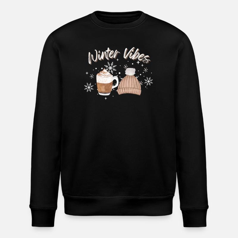 Winter Vibes Snowflake Hat Mug - Stanley/Stella ROLLER Unisex Organic Sweatshirt - black