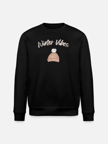 Winter Vibes Beanie Cap Winter Hat - Stanley/Stella ROLLER Unisex Organic Sweatshirt - black
