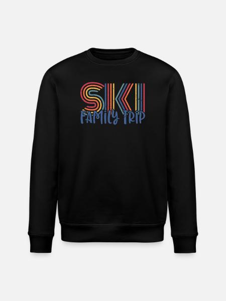 Colourful Family Ski Trip Design - Stanley/Stella ROLLER Unisex Organic Sweatshirt - black