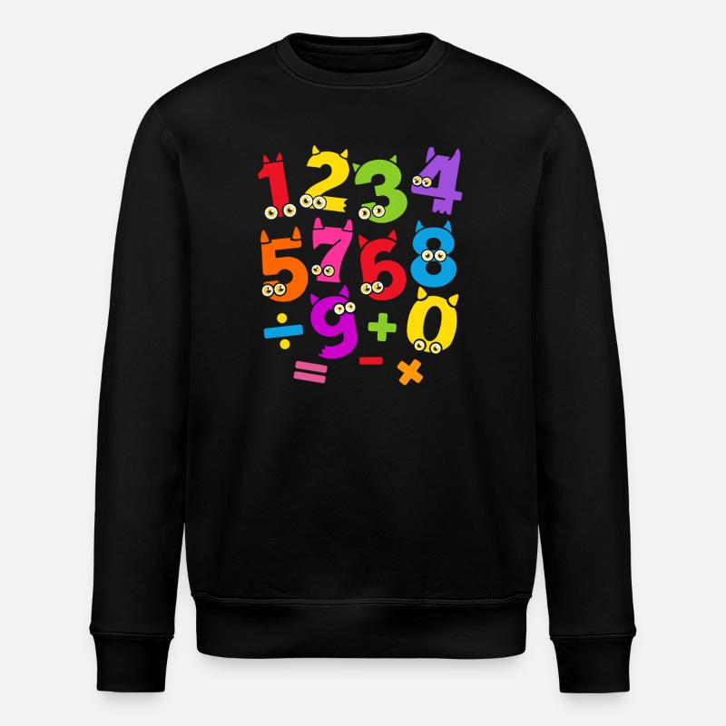 Number Day Vibrant Number Monster Pattern - Stanley/Stella ROLLER Unisex Organic Sweatshirt - black