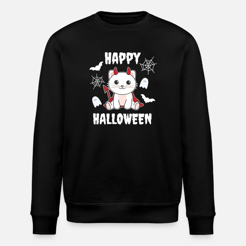 Cat Happy Halloween Devil Costume - Stanley/Stella ROLLER Unisex Organic Sweatshirt - black
