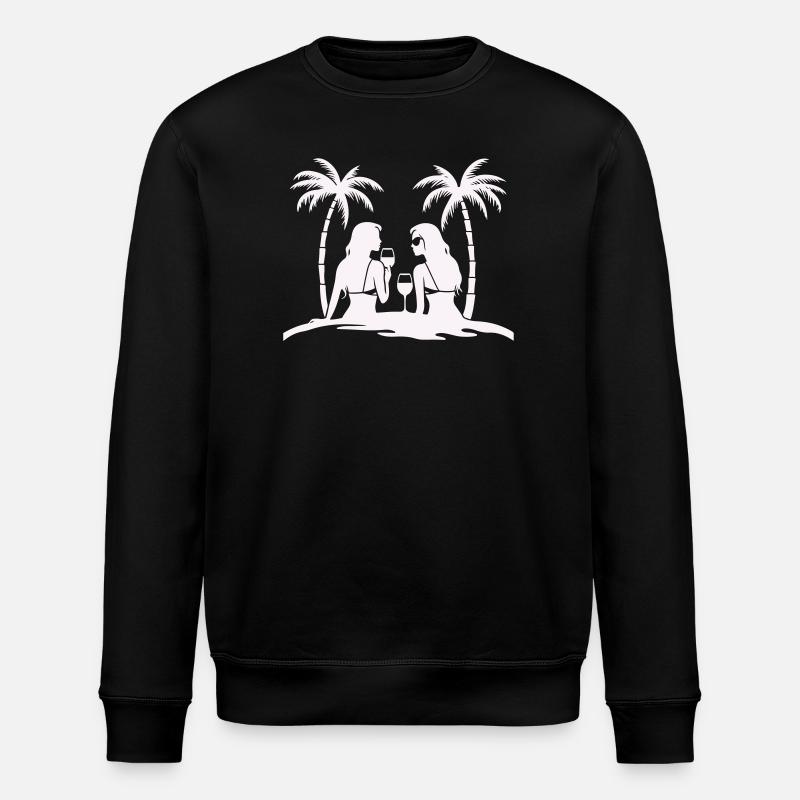 Silhouette style tropical beach night - Stanley/Stella ROLLER Unisex Organic Sweatshirt - black