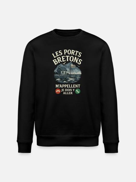Brittany Breton Ports Call Me Humour - Stanley/Stella ROLLER Unisex Organic Sweatshirt - black