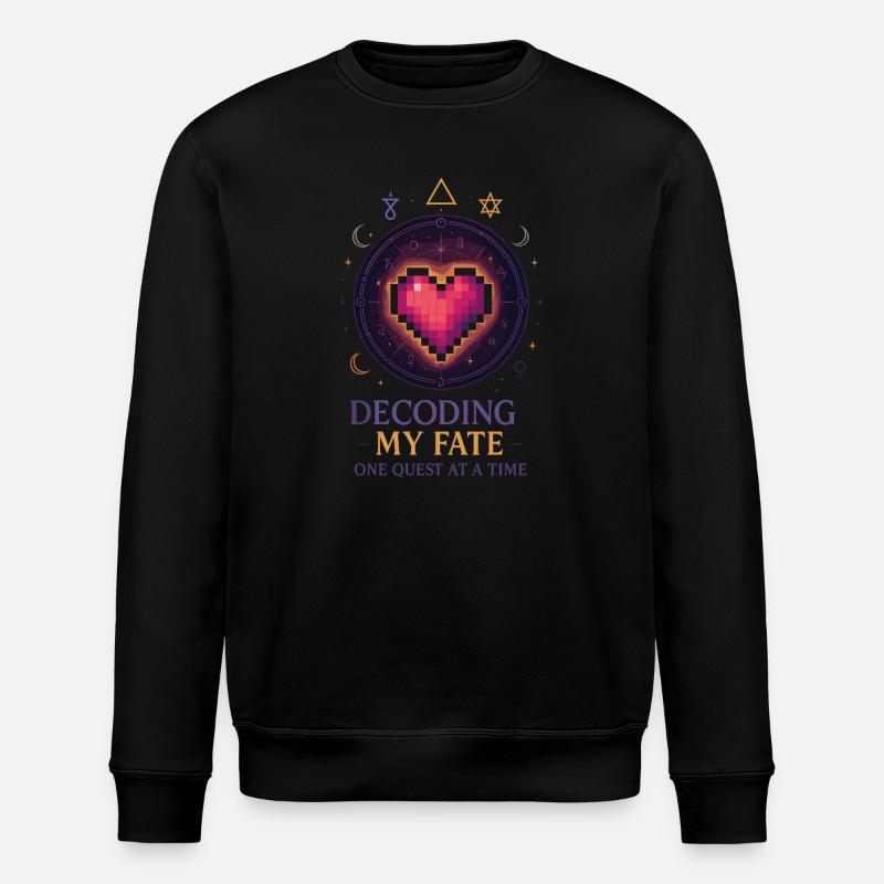Decoding Fate: Heart Pixel Art - Stanley/Stella ROLLER Unisex Organic Sweatshirt - black