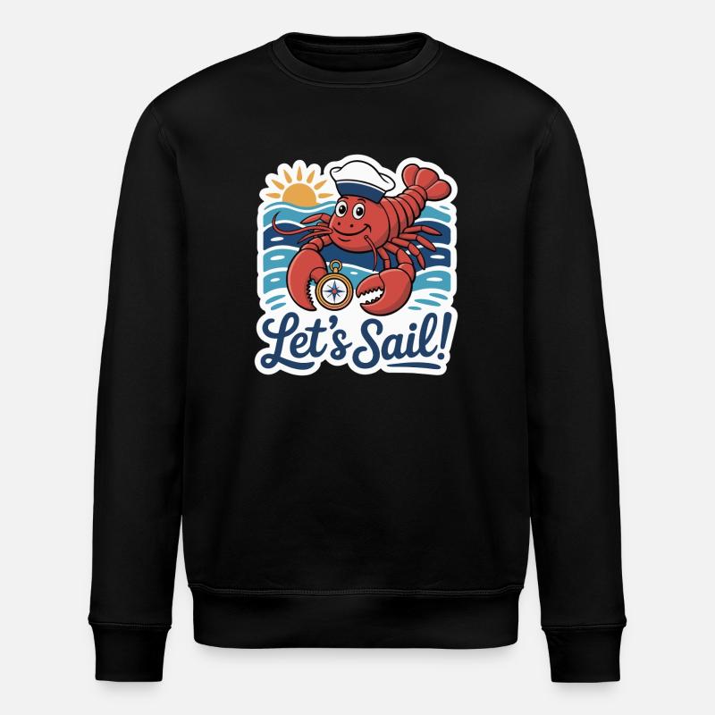 Hummer-Seemann mit Kompass-Illustration - Stanley/Stella Unisex Bio-Sweatshirt ROLLER - Schwarz