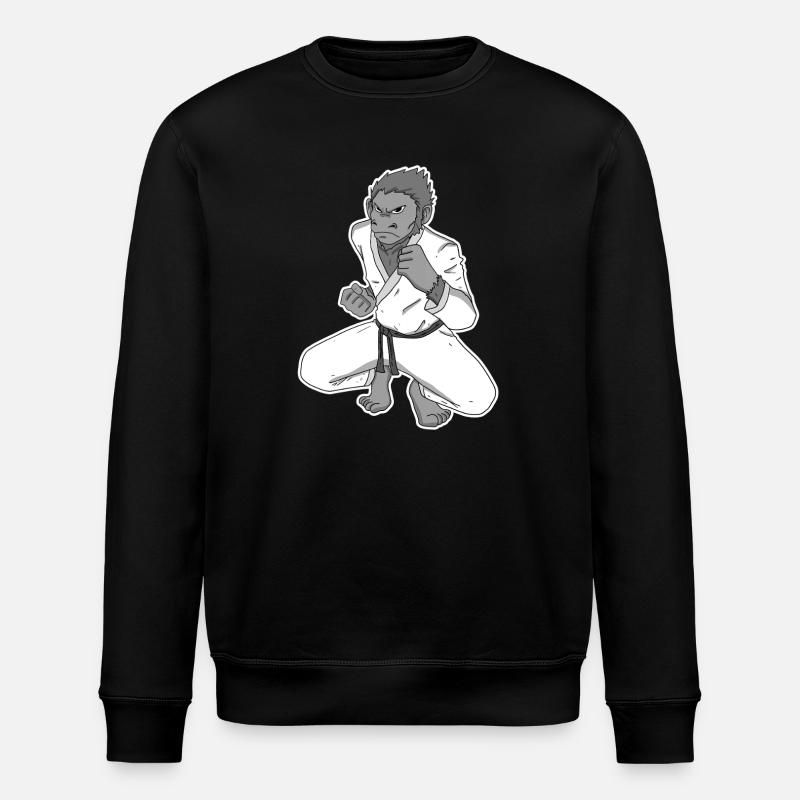 Strong monkey doing karate - Stanley/Stella ROLLER Unisex Organic Sweatshirt - black