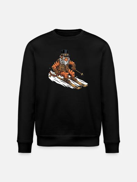 Steampunk Tiger Skier Alps Slope - Stanley/Stella ROLLER Unisex Organic Sweatshirt - black