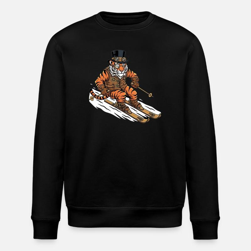 Steampunk Tiger Skier Alps Slope - Stanley/Stella ROLLER Unisex Organic Sweatshirt - black