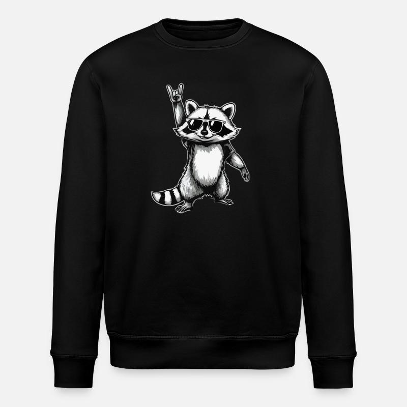 Raccoon Rock n Roll - Sweat bio ROLLER Stanley/Stella Unisexe - noir