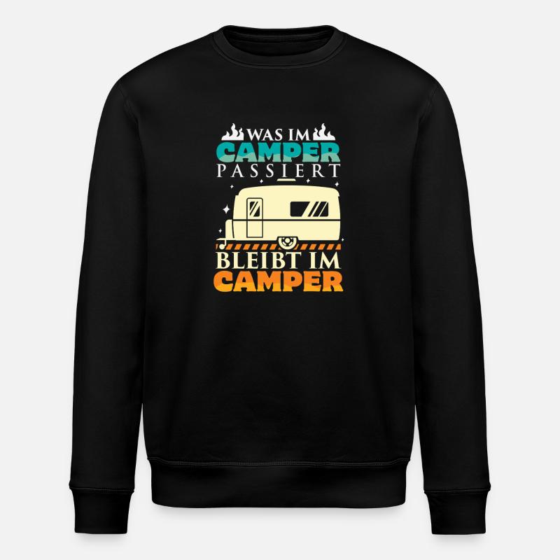 Camper Camping Wohnwagen Spruch - Stanley/Stella Unisex Bio-Sweatshirt ROLLER - Schwarz