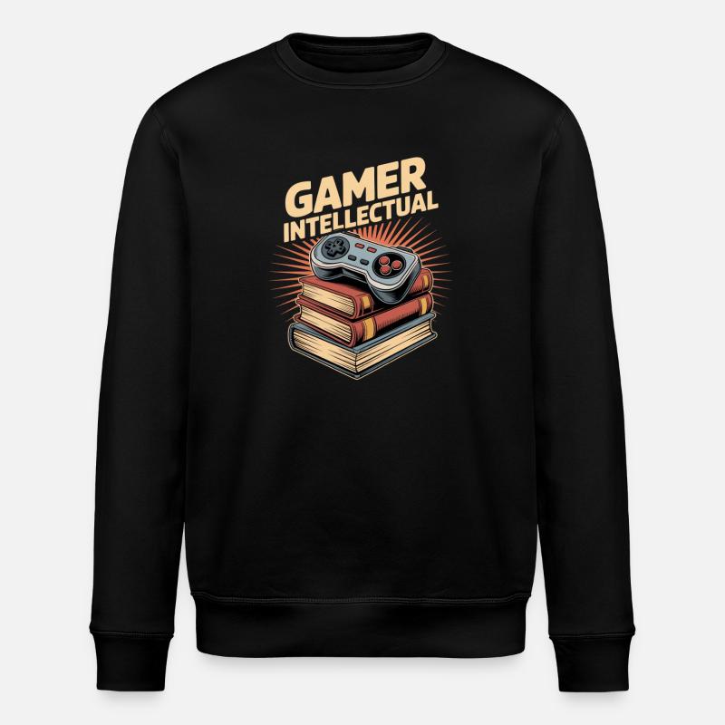 Gamer Intellectual Controller Book Stack - Stanley/Stella ROLLER Unisex Organic Sweatshirt - black