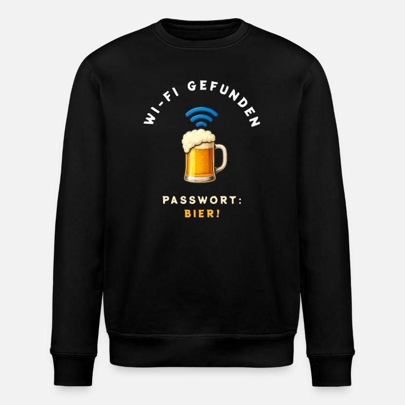 WiFi Bier Lustiges Design - Stanley/Stella Unisex Bio-Sweatshirt ROLLER - Schwarz