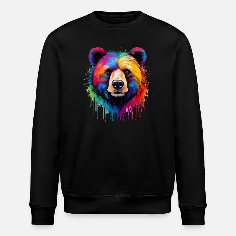 Bär in Regenbogenfarben - Stanley/Stella Unisex Bio-Sweatshirt ROLLER - Schwarz