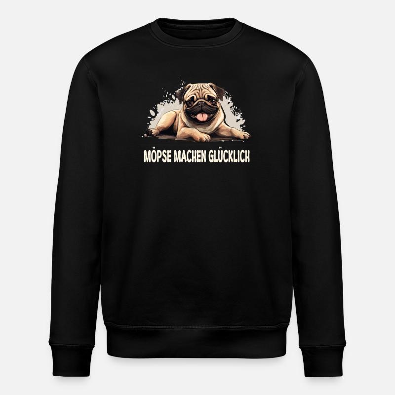 Glück ist… ein Mops im Leben! - Stanley/Stella Unisex Bio-Sweatshirt ROLLER - Schwarz