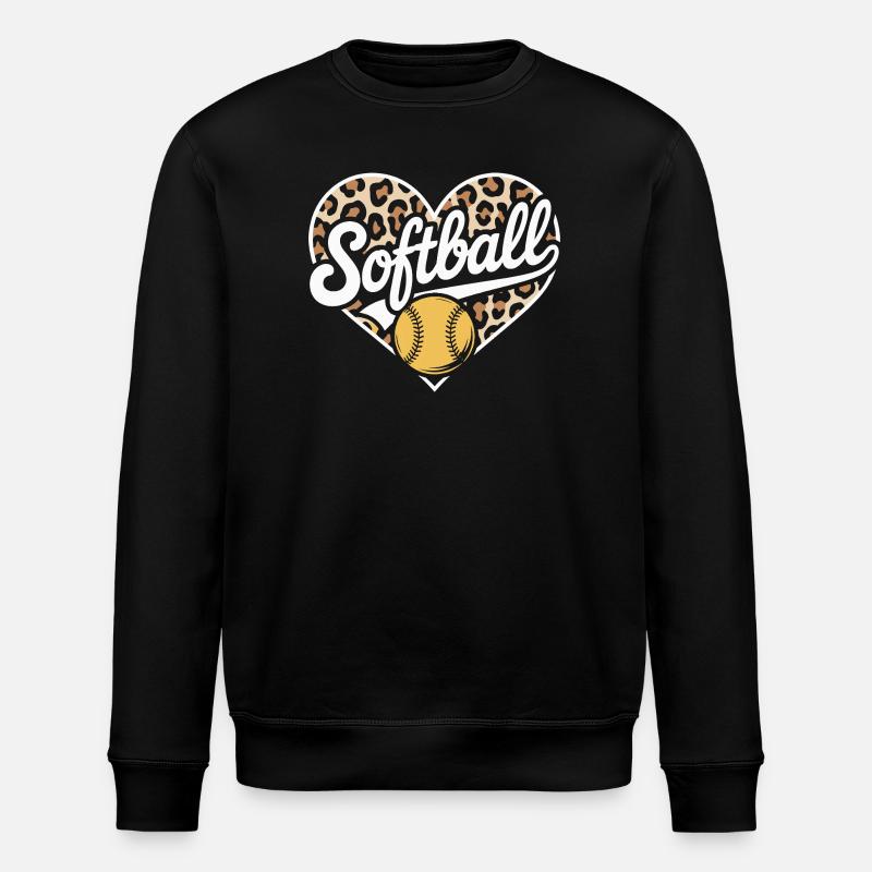 Leopard Muster Softball Herz Design - Stanley/Stella Unisex Bio-Sweatshirt ROLLER - Schwarz