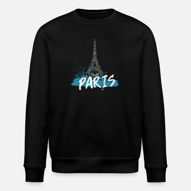Paris Eiffel Tower with Calligraphy - Stanley/Stella ROLLER Unisex Organic Sweatshirt - black