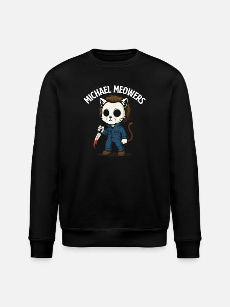 Michael Meowers Spooky Halloween Cat Parody - Stanley/Stella ROLLER Unisex Organic Sweatshirt - black