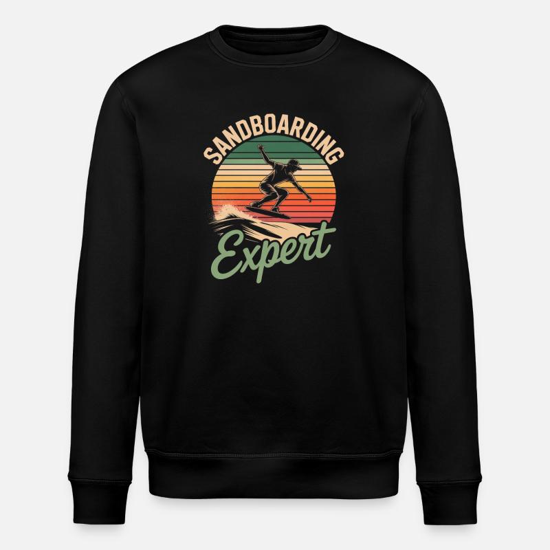 Retro Sunset Sandboarder Expert Summer - Stanley/Stella ROLLER Unisex Organic Sweatshirt - black