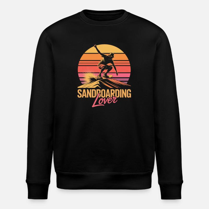 Retro Sunset Sandboarder Lover Summer Sandboarding - Stanley/Stella ROLLER Unisex Organic Sweatshirt - black