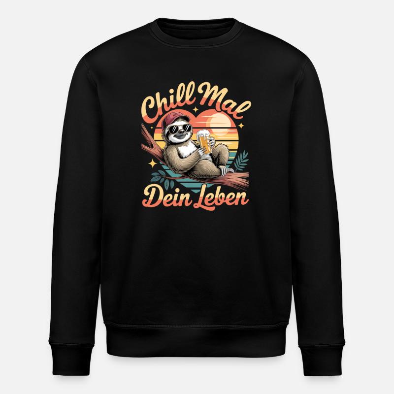 Chill Mal Dein Leben Faultier Sonne - Stanley/Stella Unisex Bio-Sweatshirt ROLLER - Schwarz