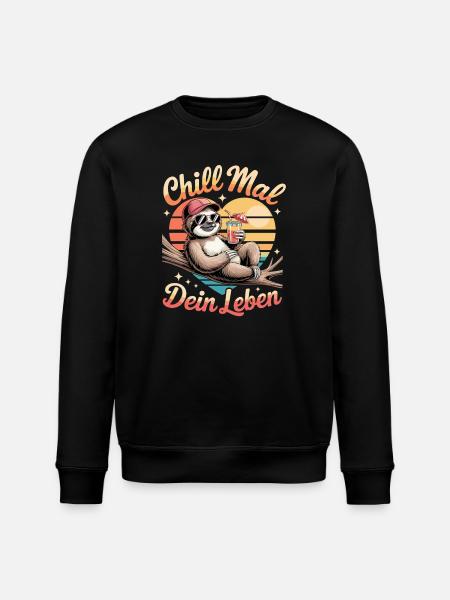 Chill Time Your Life Sloth Relaxation - Stanley/Stella ROLLER Unisex Organic Sweatshirt - black