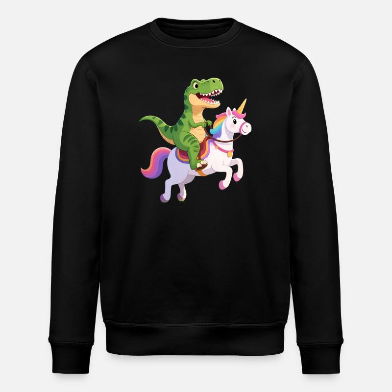 T-Rex auf Einhorn – Fantasy Clash - Stanley/Stella Unisex Bio-Sweatshirt ROLLER - Schwarz