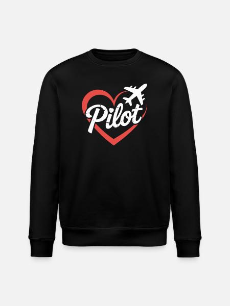 Herz und Flugzeug Pilot Design - Stanley/Stella Unisex Bio-Sweatshirt ROLLER - Schwarz