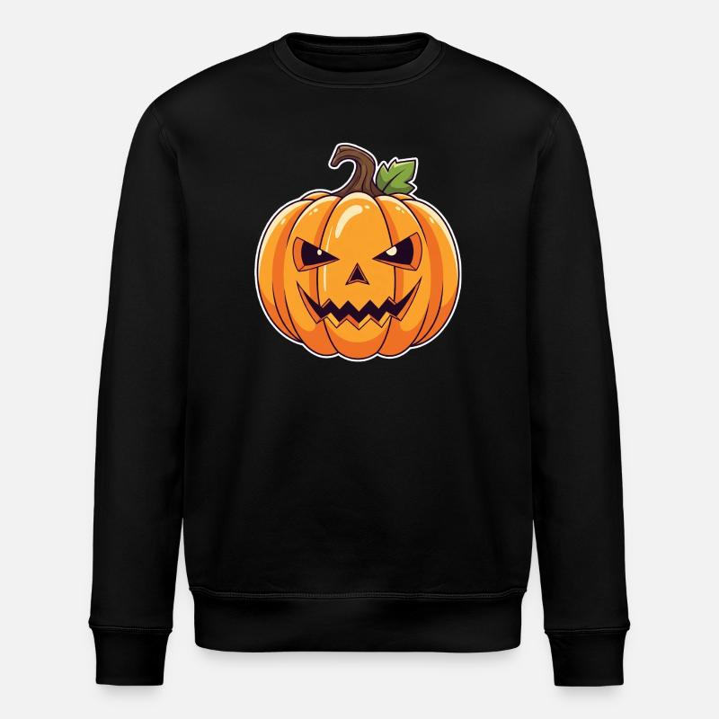 Gruseliger Kürbiskopf Halloween - Stanley/Stella Unisex Bio-Sweatshirt ROLLER - Schwarz