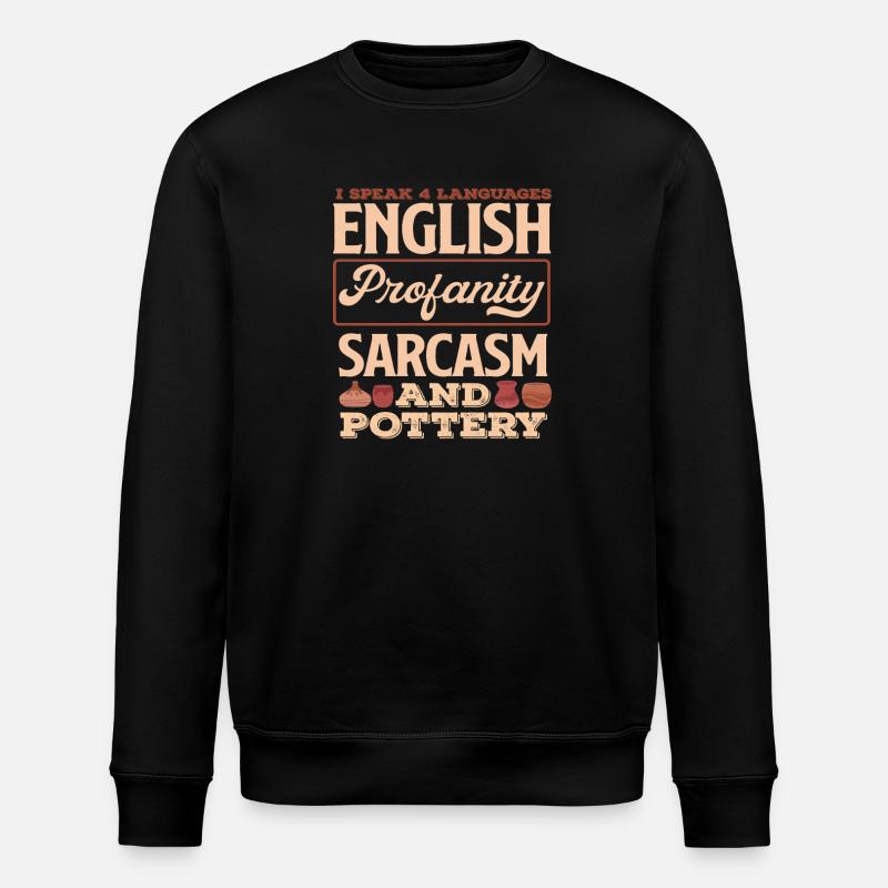 I speak 4 languages and pottery - Stanley/Stella ROLLER Unisex Organic Sweatshirt - black