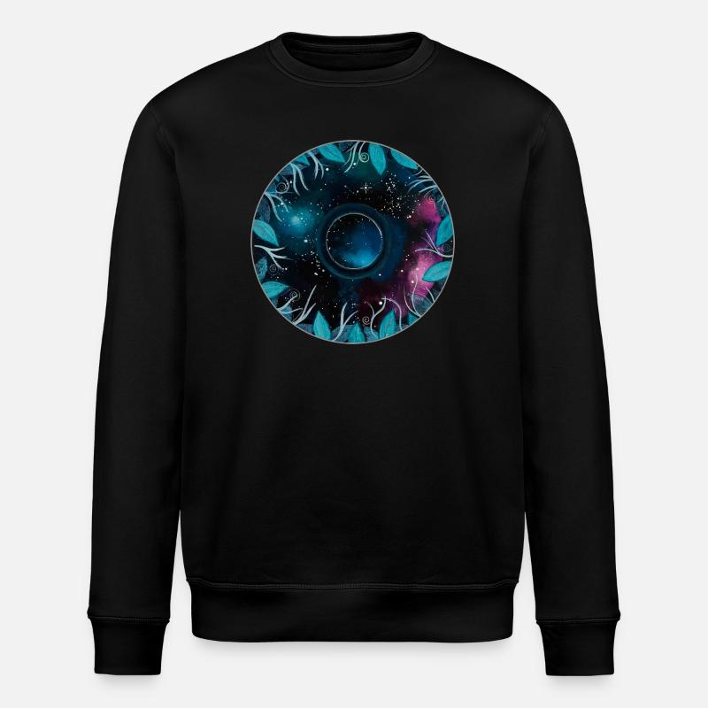 Galactic Leaf Wreath Motif - Stanley/Stella ROLLER Unisex Organic Sweatshirt - black