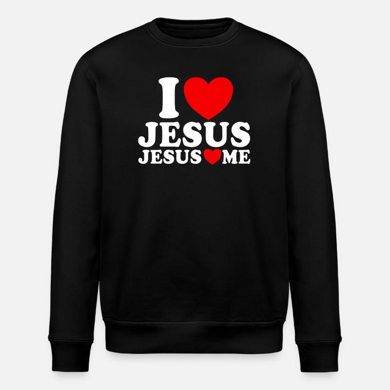 J’aime Jésus Jésus m’aime Foi chrétienne - Sweat bio ROLLER Stanley/Stella Unisexe - noir