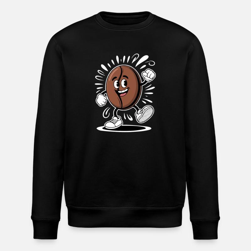 Dancing Coffee Bean Cartoon Coffee - Stanley/Stella ROLLER Unisex Organic Sweatshirt - black