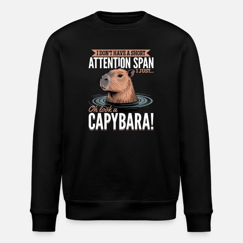 Funny aesthetic Kawaii Capybara - Stanley/Stella ROLLER Unisex Organic Sweatshirt - black
