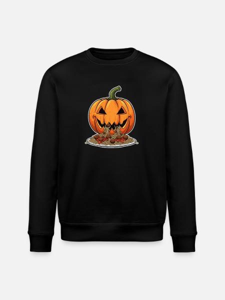 Halloween Pumpkin Head with Spaghetti - Stanley/Stella ROLLER Unisex Organic Sweatshirt - black