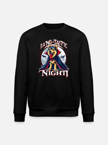 Vampire Dog Fang-tastic Halloween Night - Stanley/Stella ROLLER Unisex Organic Sweatshirt - black